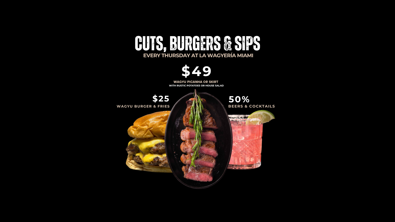 50% beers and cocktails and burgers miami, wagyu beef